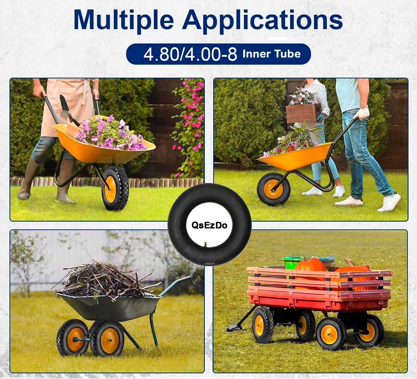 4.00-8 Inner Tube, with TR13 Straight Valve Stem (1 pack), work for Wheelbarrow Barrow Sack Truck Trolley Spare Wheel,and more