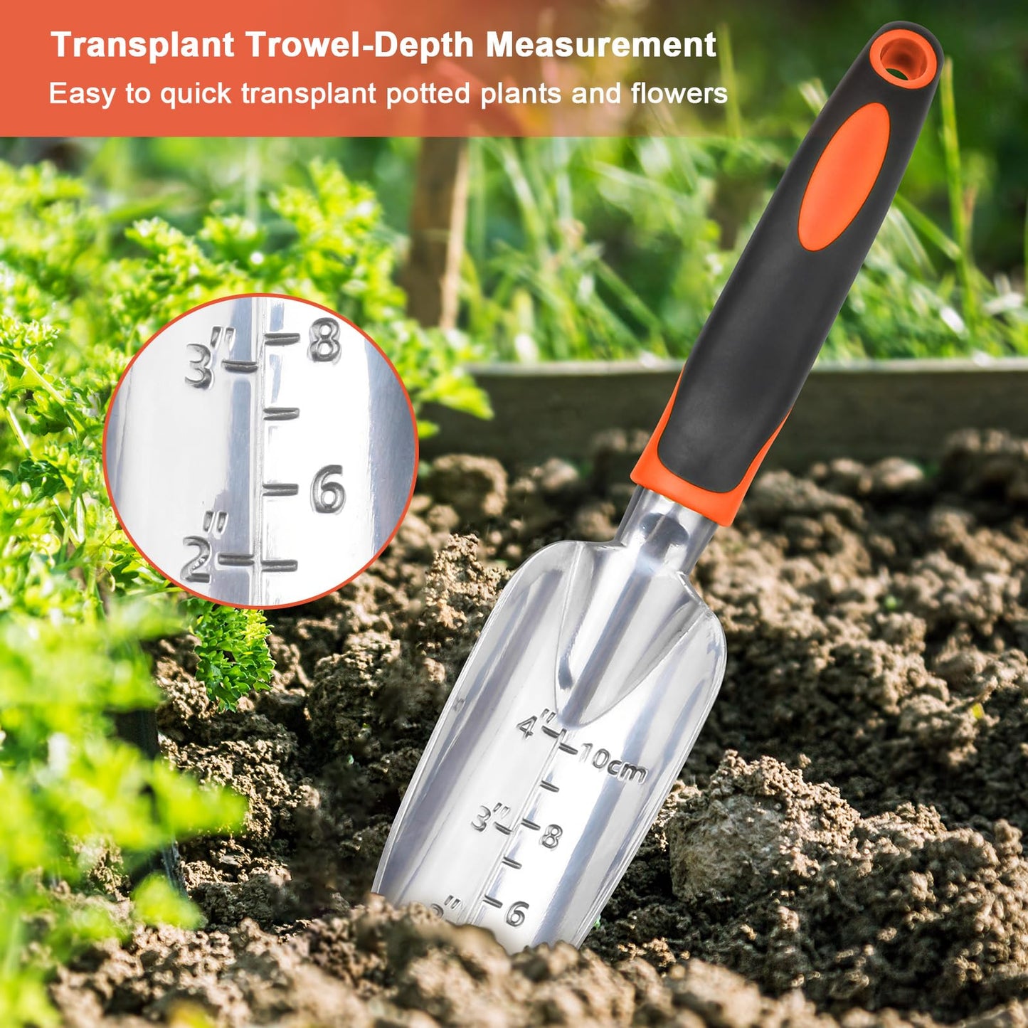 Garden Tools Set, 3 Pack Heavy Duty Gardening Tools Set Include Garden Shovel, Transplant Trowel
