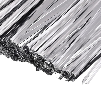 MECCANIXITY Foil Twist Ties 3" 8cm Metallic Plastic Closure Tie for Tying Bread, Candy, Cookies, Gift Bags Arts Crafts Ties Silver Tone Pack of 750