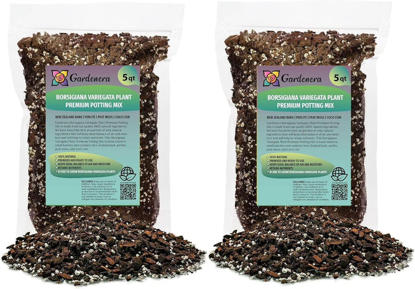GARDENERA Monstera Borsigiana Planting Mix - Promotes Steady Growth and Vibrant Leaves - 10 Quart (2 Bags of 5 Quart)