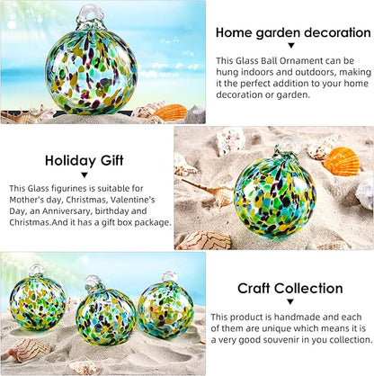 EUSTUMA Hand Blown Glass Witch Ball,Glass Ball Ornament Hanging Garden Gazing Ball Indoor Outdoor Home Décor. (4)