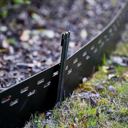 6Pcs Black Metal Landscape Edging Stakes, 10In Garden Stakes Landscape Anchoring Spikes for Terrace Board/Landscape Edging Coil/Grass Barrier/Bender Board