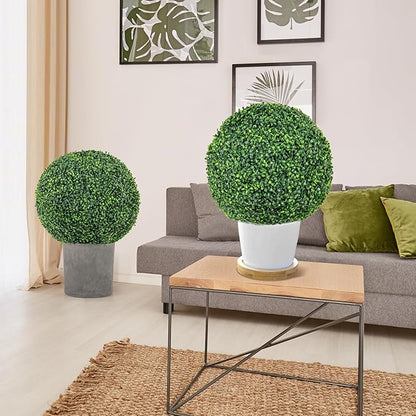 Goplus 2 PCS 20 Inch Artificial Plant Topiary Ball, Round Faux Boxwood Balls Outdoor, Fake Plant Sphere for Front Door, Porch, Backyard, Balcony, Patio, Garden, Wedding and Home Décor