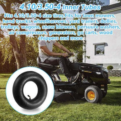 (2 PACK) 4.10/3.50-4 Inner Tube with TR-87 Bent Valve Stem,Replacement for Hand Trucks, Dolly, Lawn Mowers, Wheelbarrows, Generators, Utility Carts