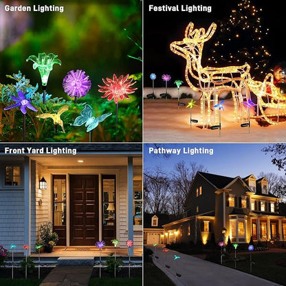 Solar Garden Lights Outdoor - 6 Pack LED Figurine Stake Lights, Color Changing Landscape Lighting, Halloween Decorative Flower Lights Solar Powered Waterproof for Patio Yard Pathway, Housewarming Gift