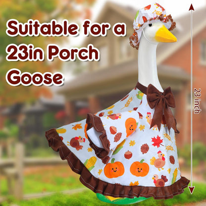 Thanksgiving Goose Outfit for Porch Goose 23" Cement Statue Clothing - Thanksgiving Outdoor Decoration for Patio Yard Lawn