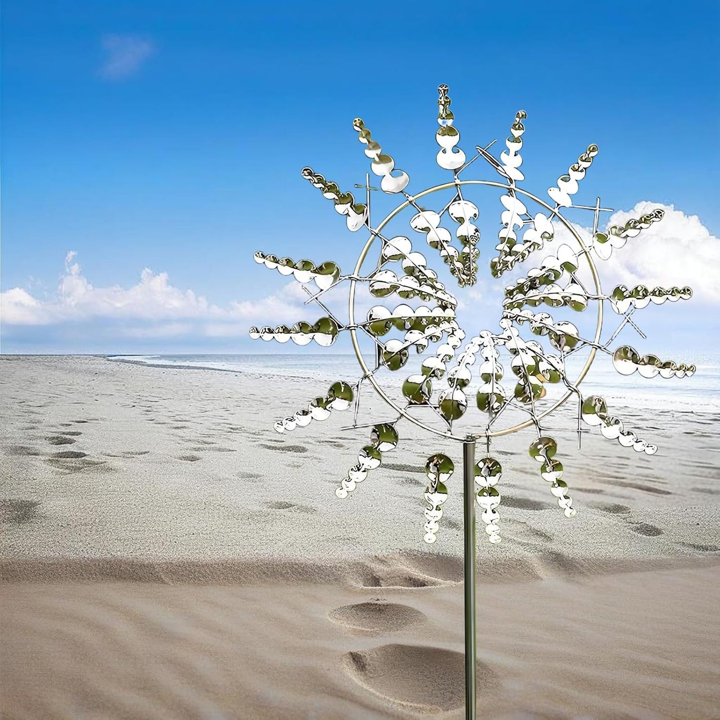 Magical Metal Windmill, Wind Spinners for Yard Garden, Outdoor Spinners, Windmill for Yard, Wind Sculptures & Spinners for Yard Garden Patio Decoration (1PCS Silver)