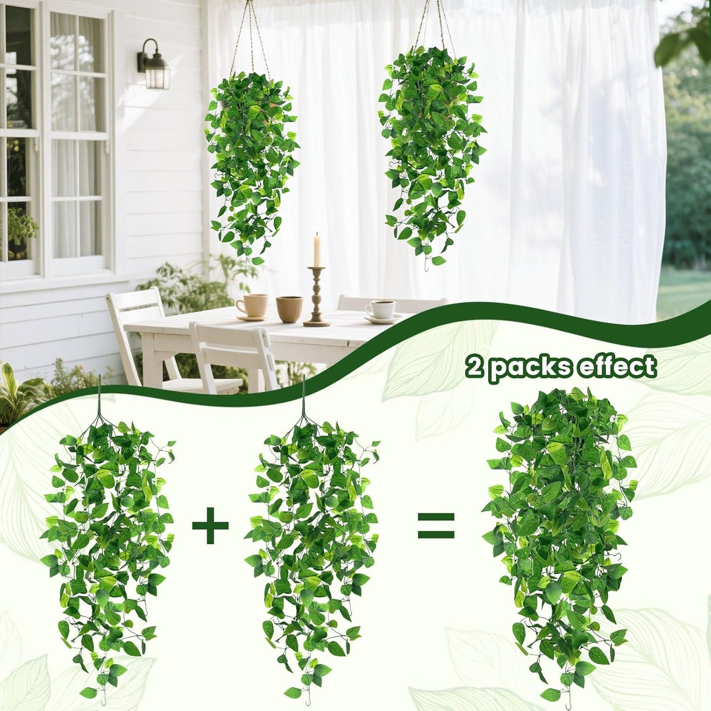 DomeStar 4PCS Fake Hanging Plants, Artificial Ivy Vines Lifelike Hanging Greenery Wall Decor for Indoor Outdoor Home Office Bathroom Decor (No Baskets)