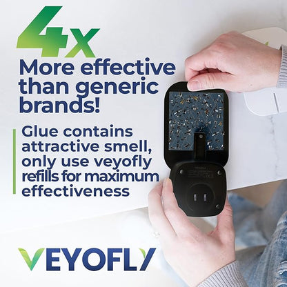 VEYOFLY Fly Trap Indoor, Fruit Fly Traps for Indoors, (2 Device + 6 Refills) Gnat Traps for House Indoor, Fly Catcher Indoor, Plug in Light Flying Insect Trap, Bug Light Killer, Fly Trap