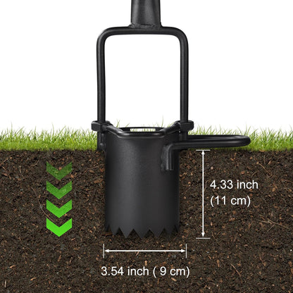 Sod Plugger, Bulb Planter with Long Handle and Serrated Base Garden Tool, Bulb Transplanter Also Grass Plug Tool for Digging Holes to Plant Tulips, Iris, Daffodils