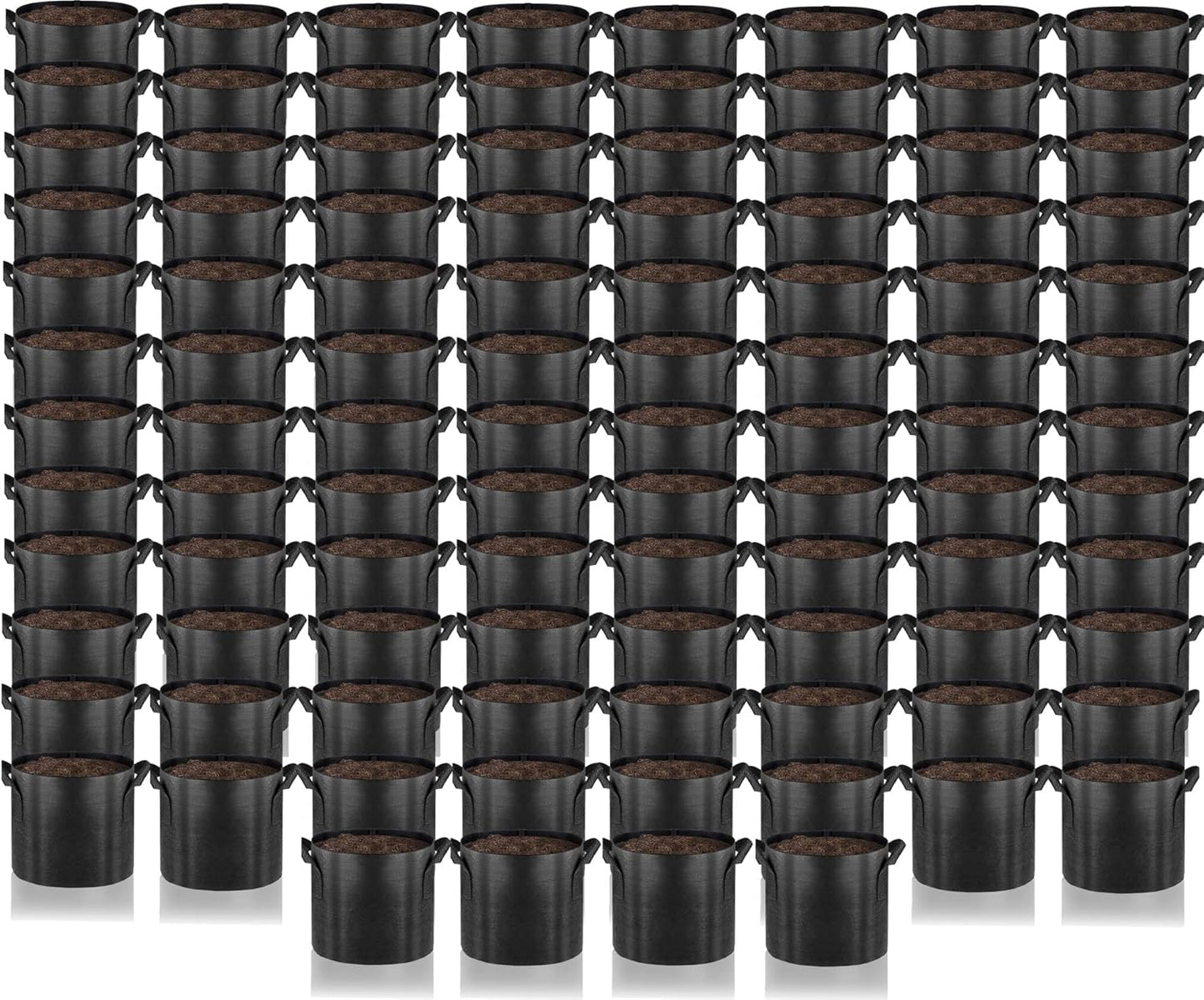 Gardenera Fabric Grow Bags - 100-Pack 3 Gallon Planters with Aeration and Handles, Ideal for Landscaping and Municipal Planting Projects