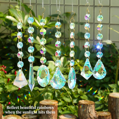 Sun Catchers for Windows Hanging, 7 Pcs Colored Crystals Suncatchers Prisms Glass Pendant Ornament for Chandelier Garden Home Room Decoration