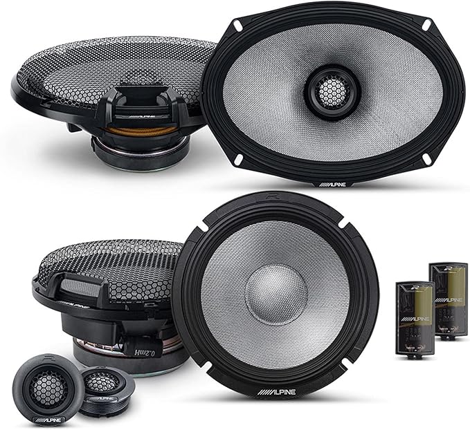Alpine 6.5" & 6x9 R2 High-Resolution Speaker Bundle - A Pair of R2-S65C 2-Way Component Speakers &