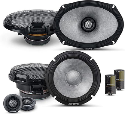 Alpine 6.5" & 6x9 R2 High-Resolution Speaker Bundle - A Pair of R2-S65C 2-Way Component Speakers &