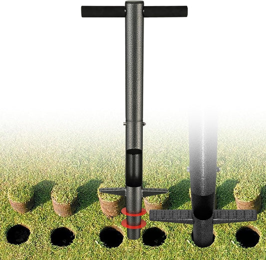 Bulb Planter Tool, 33.5 inch Long Handle Garden Sod Plugger to Dig Hole, Heavy Duty Metal Garden Tools for Soil Test Planting or Weeding Spring Flowers Bulbs,Bedding Plants,Tulips, Lilies, Potato