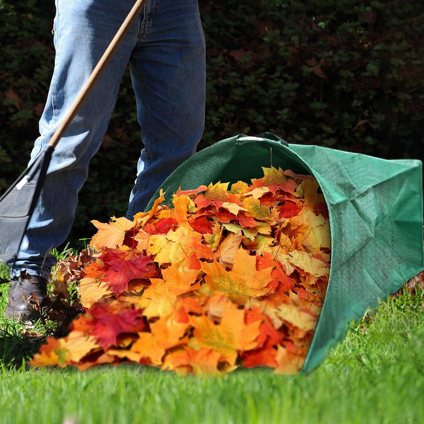 53 Gallon Leaf Collector，Large Yard Dustpan，Portable Pop Up Leaf Bags, Foldable Leaf Pick Up Tools，Reusable Yard Garden Bags for Leaves Lawn Trash（200L）