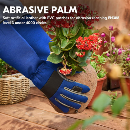 Vgo... Safety Work Gloves Men,Gardening,Long Sleeves Gauntlet,Puncture Proof,Touchscreen(1 Pair,Size M,Blue,AL6608-ML)