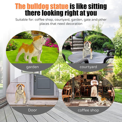 Adorable Standing English Bulldog Puppy Garden Statue, Cute Decorative Resin Figurine for Backyard, Porch, Lawn, Patio for Dog Lovers