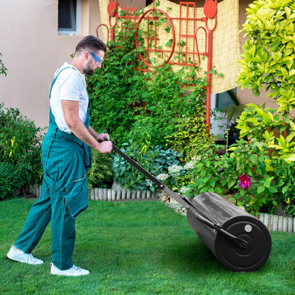IRONMAX Lawn Roller, 30 Gallons/113 L Manual & Tow-Behind Steel Sod Roller w/Push Pull Handle, Lawn Rollers Tow Behind Water Filled for Yard, Park, Garden, Ball Field (30 Gallons, Black)