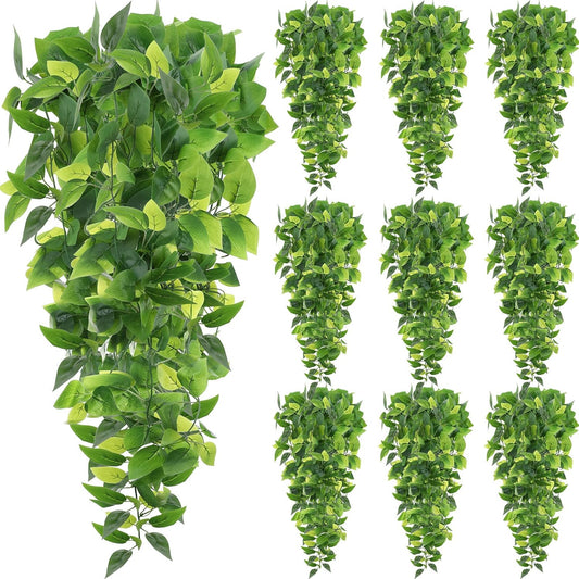 Hoteam 12 Pcs Artificial Hanging Plants 32 Inch Fake Ivy Vines with Fake Leaves Patio Artificial