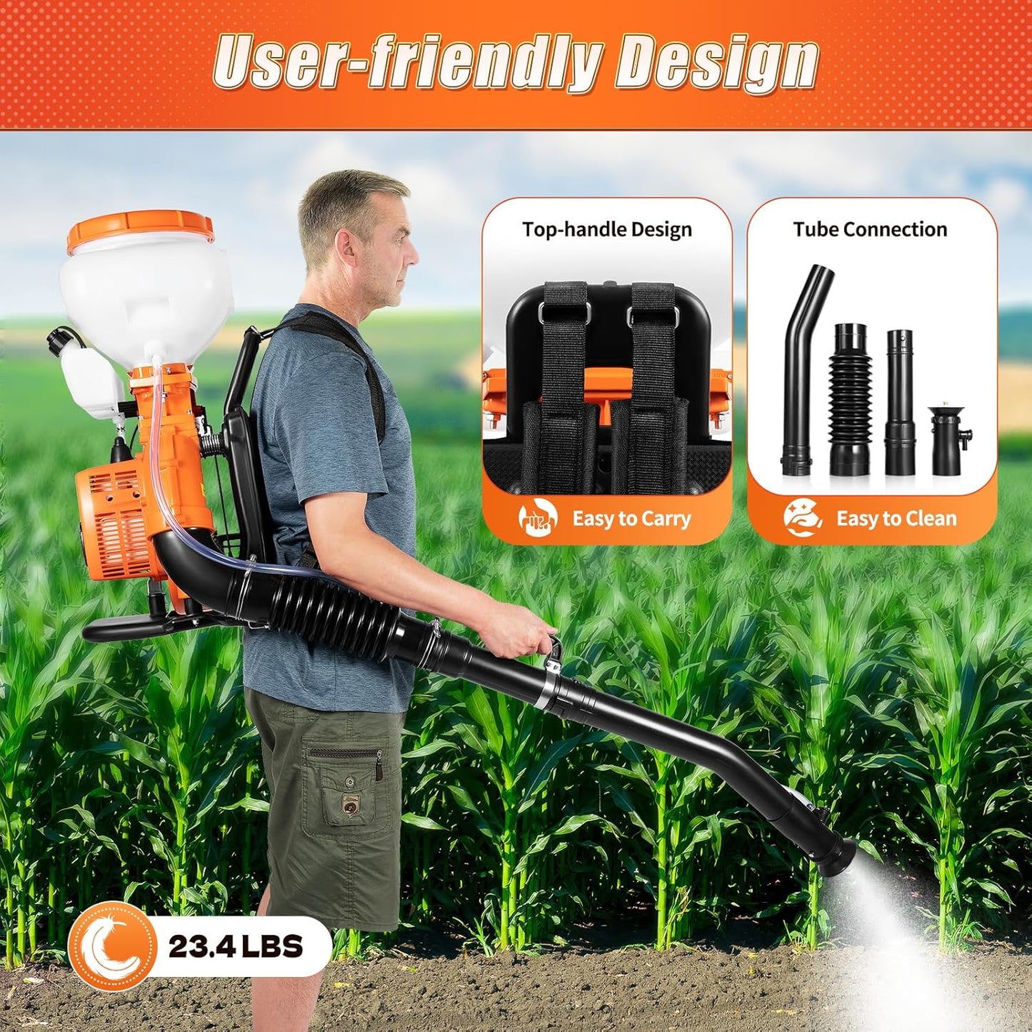 2-Stroke Backpack Fogger Agricultural 41.5CC Mister Duster Backpack 14L/3.7gal Gas Fogger Sprayer Blower 7500r/min