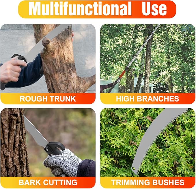 36FT Pole Saw, Telescoping Tree Trimmer with 5-20FT Extension Pole, Manual Branches Pruner for Backyard, Orange