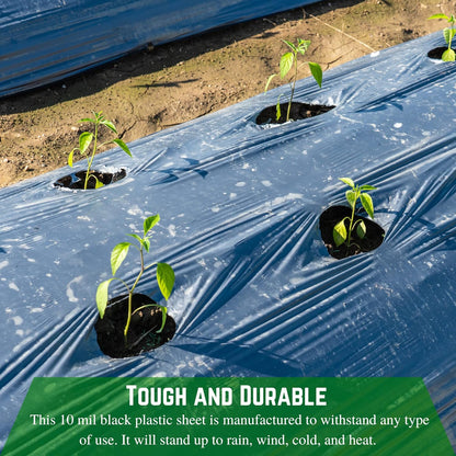 Farm Plastic Supply - Black Plastic Sheeting - 10 mil - (24' x 100') - Polyethylene Vapor Barrier Sheeting, Black Painters Tarp, Roll of Heavy Duty Plastic