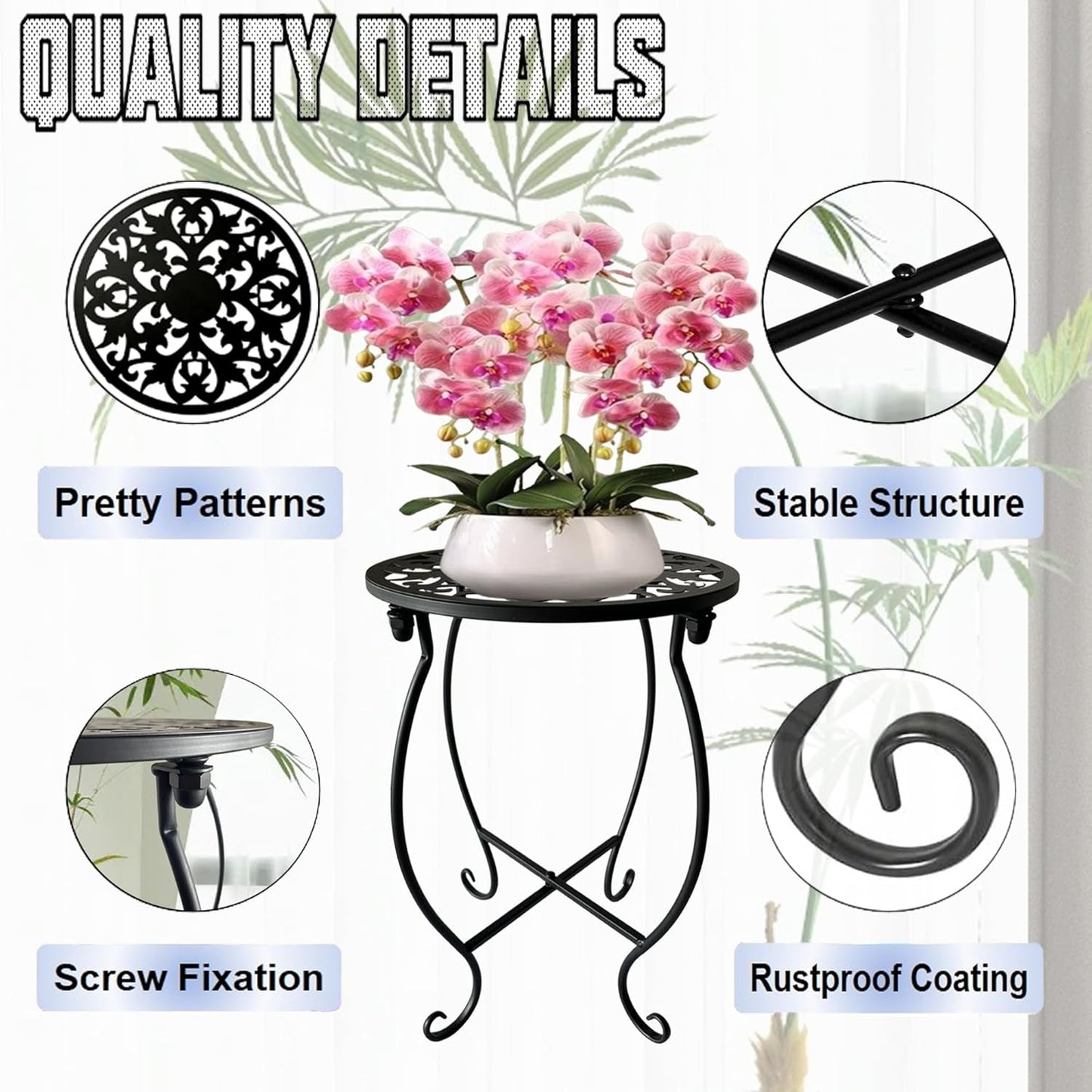 Plant Stand Indoor Outdoor, Metal Plant Stand for Indoor Plants Iron Art Flower Pot Holder Stand Decoration Shelf Racks for Single Planter Use in Garden Patio Corner 1 Pack