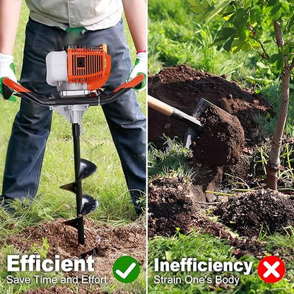 Heavy-Duty Earth Auger Drill Bit - 3" x 31.5" Post Hole Digger with Tungsten Carbide Tip for Fence, Tree Planting, Gardening & DIY Projects - Fits Most Common Auger Powerheads