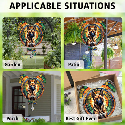 Belgian Malinois Dog Ears Wind Spinner, Belgian Malinois Wind Spinner Hanging for Yard and Garden V02