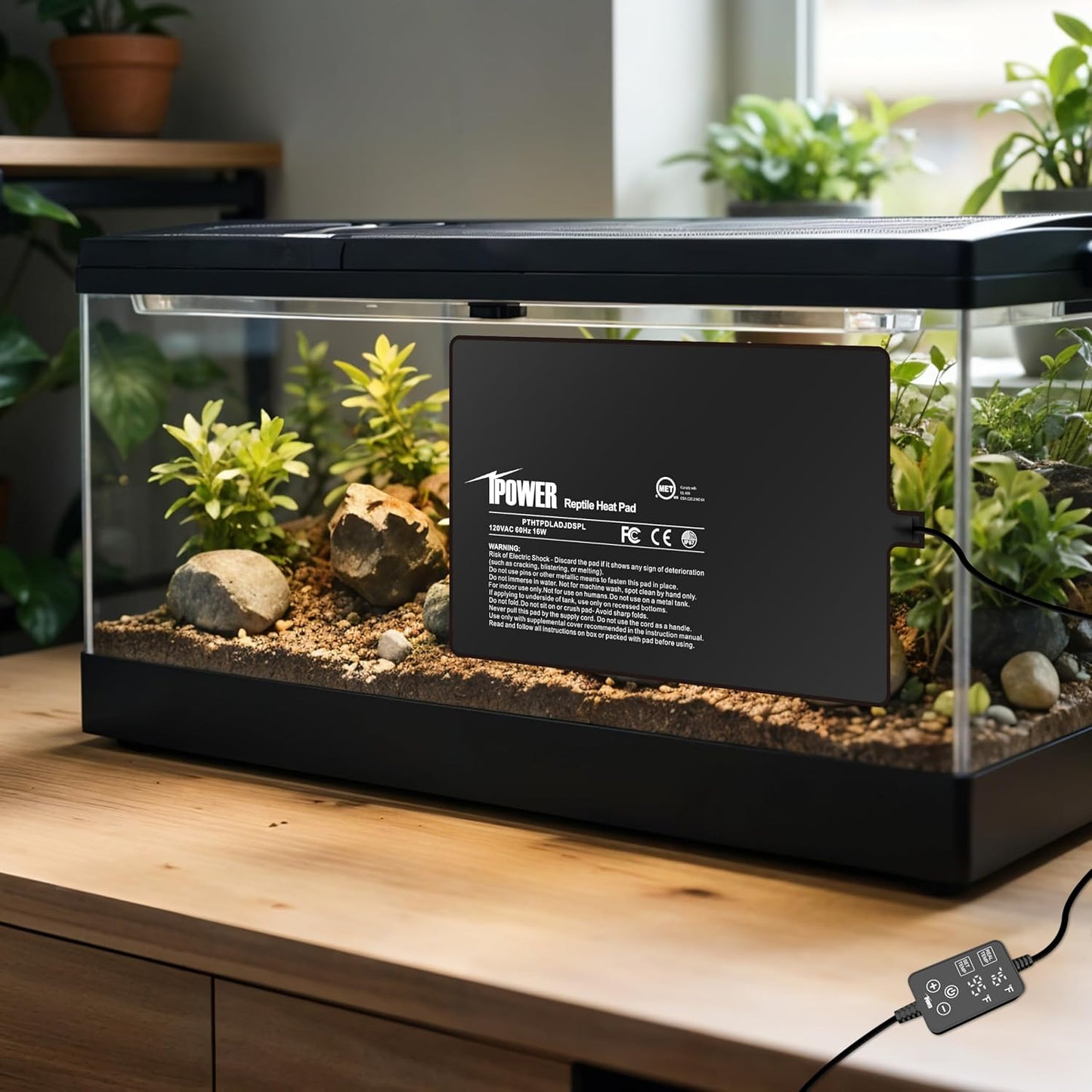 iPower 8 by 12 Inch 16W Reptile Heating Pad with Adjustable Thermostat, Under Tank Warmer Terrarium Heat Mat for Turtles/Snakes/Lizards/Frogs, and Other Reptiles