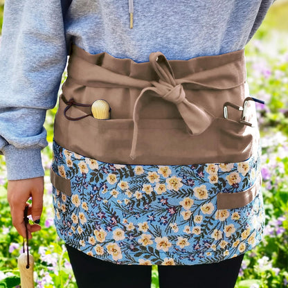 Garden Apron for Woman, Serve Apron Cute, Flora Half Apron with 8 Pockets, Valentines Gift for Mom Wife Girlfriend