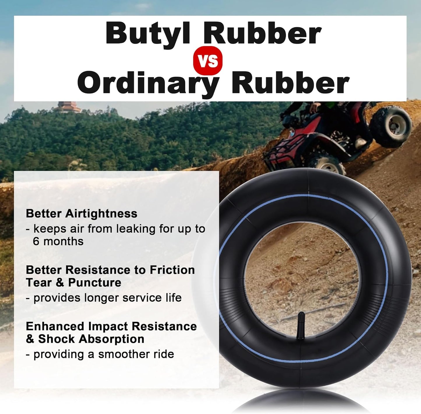 RUTU 4.00-6 Tube 4.10/3.50-6 Heavy Duty Inner Tube with TR13 Straight Valve Stem Replacement for Go Kart Wheelbarrow ATV Lawn Mower Hand Truck Snow Blowers Gorilla Cart 2 Pack
