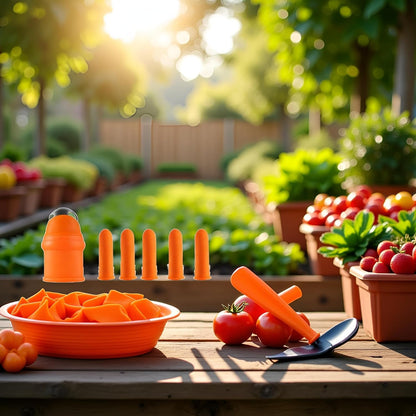 Orange Silicone Thumb Cutter Set, Separator Finger Plant Fruit Picking Tool,Fruit and Vegetable Picking Potted Plants Trim Silicone Thumb Tool for Strawberry Vegetables Garden Plants Gardening Aprons