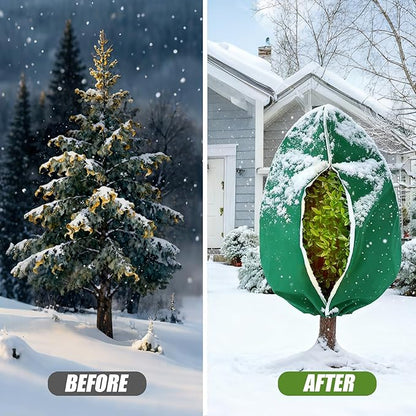 2 Pack Plant Frost Protection Covers 23.6x31.5 Inches – Reusable Winter Plant Freeze Blanket with Drawstring, Breathable & Waterproof Frost Cloth for Shrubs, Bushes, and Small Trees