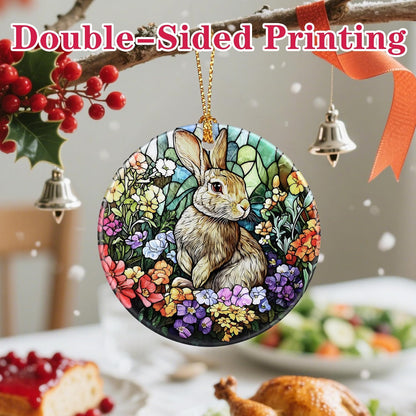 Christmas Ornament, Christmas Decoration, Ceramic-Style Rabbit Ornament, Heirloom Keepsakes, Holiday Ornaments, Holiday Presents, Unique Xmas Gifts, Gift Exchange Ornaments, Gift Idea