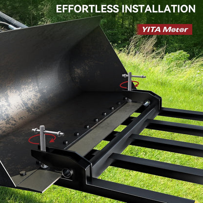 YITAMOTOR Clamp on Debris Forks Fits 48'' Bucket, 2500 lbs Heavy Duty Quick Attach Pallet Forks for Tractor Loader Skid Steer