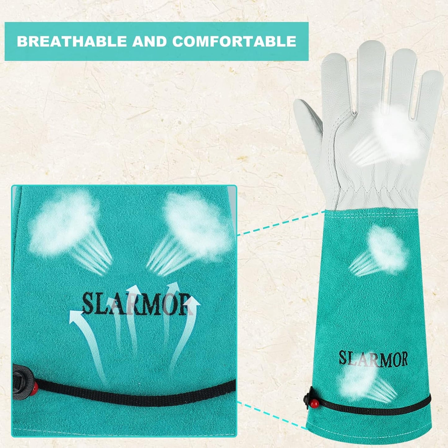 Long Gardening-Gloves Women/Men - Thorn proof Rose Pruning Heavy Duty Gauntlet (Medium, Green)