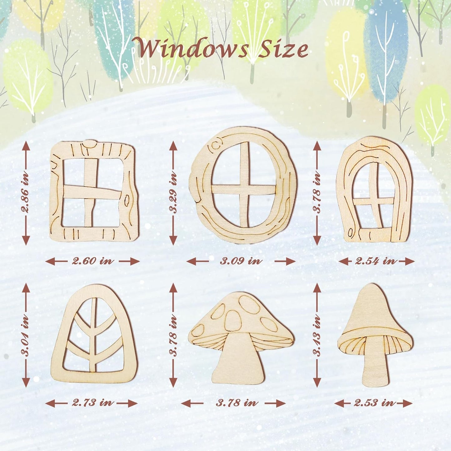 48 Pcs Fairy Door & Window Craft Kit - Wooden Garden Doors, Mini Fences, Unpainted Miniature Accessories for Home Party Event Decor - DIY Fairy House Decorations