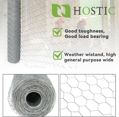 HOSTIC 6FTx150FT Chicken Wire Netting 2IN Galvanized Wire Mesh Hexagonal for Poultry Garden Fencing Barrier