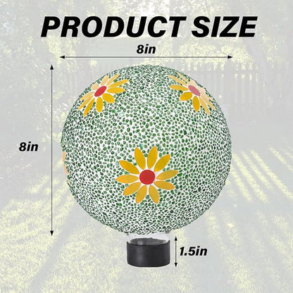 Gazing Ball 8 Inch Flower Glass Mosaic Garden Globe Outdoor Gazing Globe Yard Ornament for Garden Yard Home Lawn Outdoor Decoration Gift for Women (Not Solar Powered)