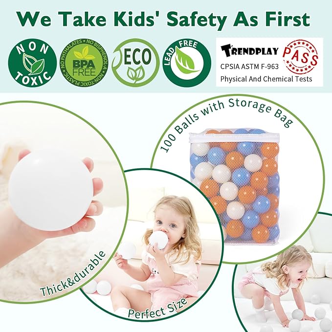 TRENDPLAY Plastic Balls for Ball Pits 2.2 Inch, Pack of 50 100 200 500 Hollow Balls, Perfect for