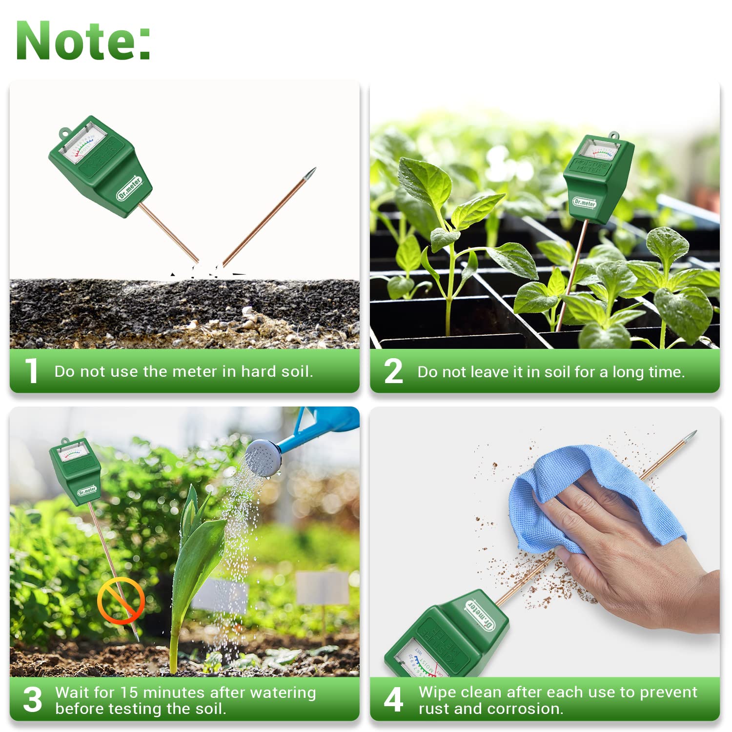 Dr.meter Soil Moisture Meter for Plants, Plant Water Gauge Test Kit