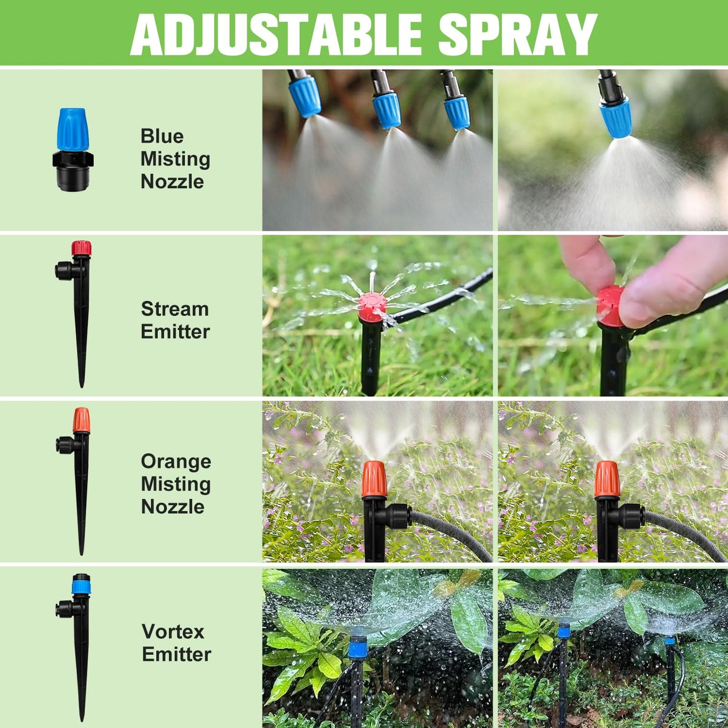 TJJFMM 230FT Drip Irrigation System for Garden with 40 Nozzles & Emitters, Garden Watering System