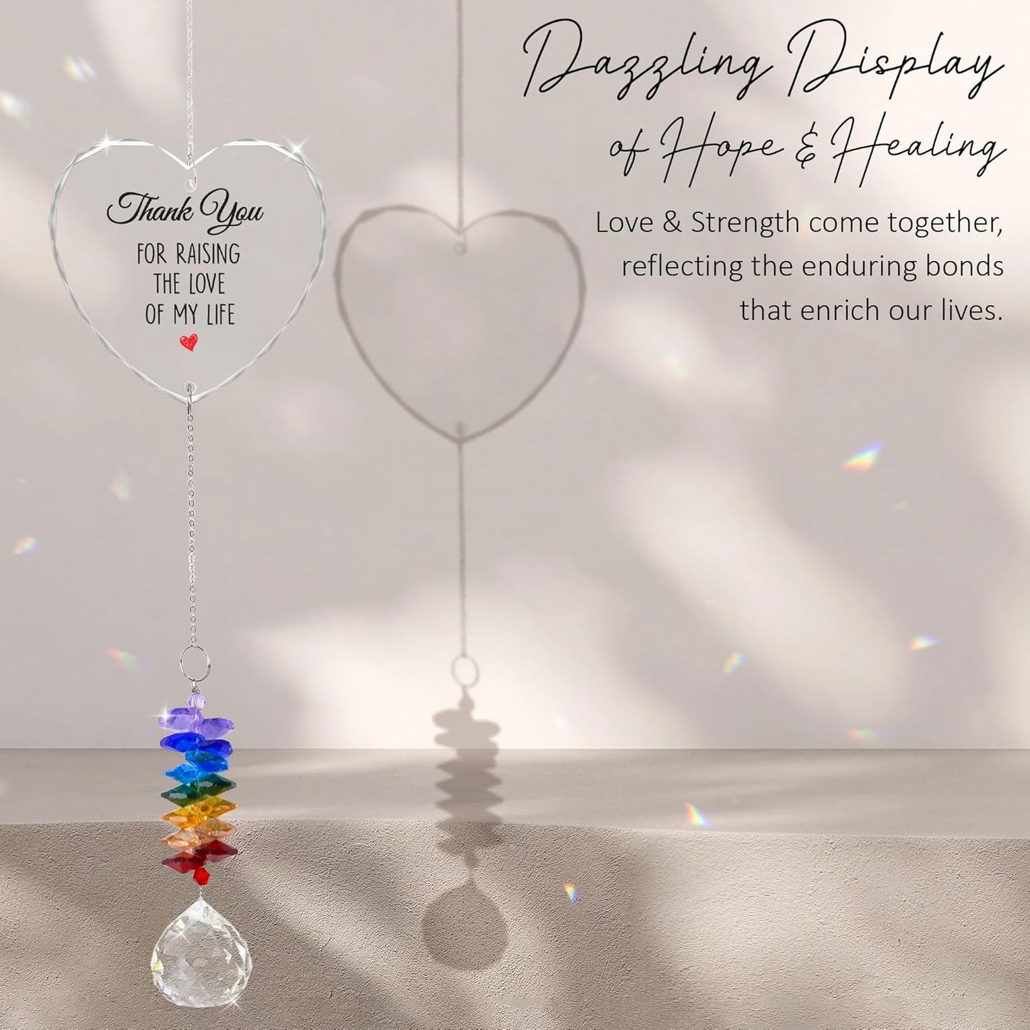 Glass Ornament Suncatcher Birthday Gift for Mother in Law - Mother of The Bride Groom - Crystal Rainbow Maker - Gift from Daughter Son in Law - Window Hangings Home Decor