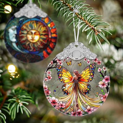 Stained Glass Suncatcher Ornament - Fairy Christmas Decorations - Christmas Ornaments for Tree - Holiday Present Ideas - Gift Exchange