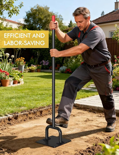 Heavy Duty 10"x10" Steel Tamper Tool with 57" Long Handle and Rubber Grip, Hand Compactor Tool for Soil, Gravel, Asphalt, Driveway, Sidewalk and Paver Base Leveling
