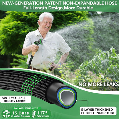 100 FT Non-Expanding Garden Hose, 2026 New Upgrated Non-Expandable Garden Water Hose - Ultra-Light