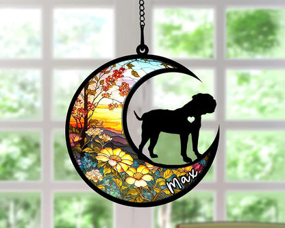 Personalized Dog Memorial, Custom Name American Bulldog Dog Christmas Ornament with Name, Custom Breeds, Pet Loss Light Catcher, Gifts for Lovers Loss of Pet Sympathy on Mothers Day Christmas
