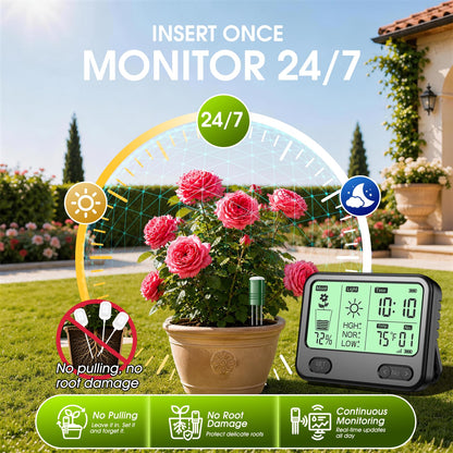 Soil Moisture Meter for Plants,4-in-1 Wireless Soil Tester,Soil Thermometer/Moisture/Sunlight